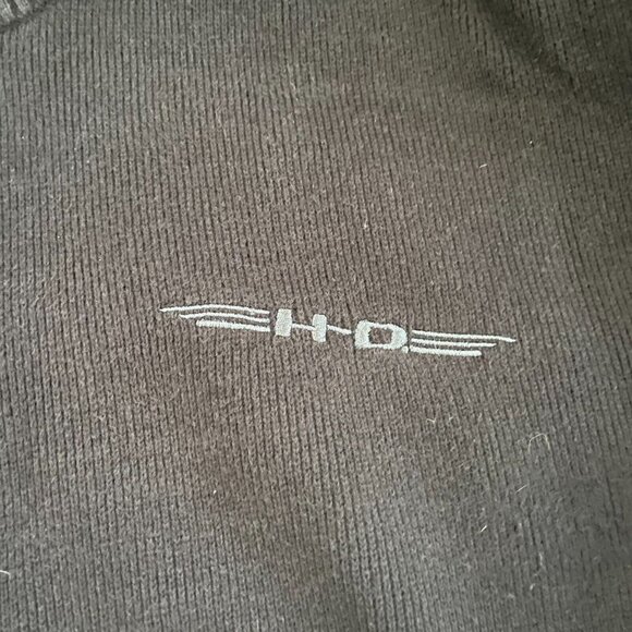 Harley Davidson Men Quarter Zip Mock Neck Sweater Three Stripe Black and Orange - Picture 3 of 11